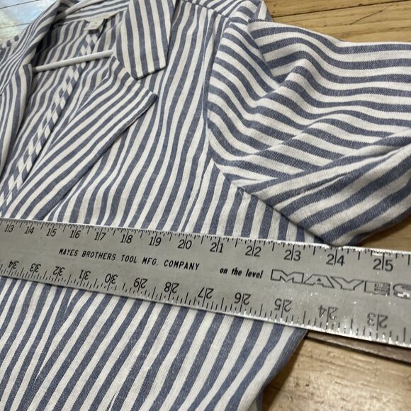 Caslon Linen Jacket Women XXL Blue White Striped Yacht Unstructured Blazer 2XL - Picture 9 of 16